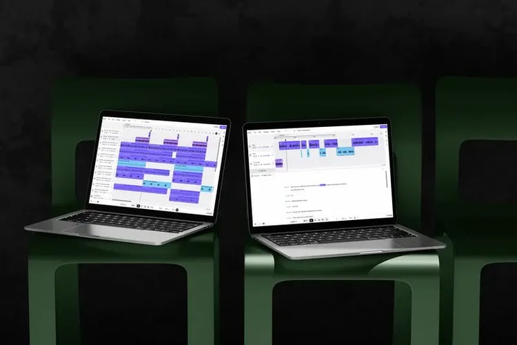 Mockup of two students collaborating on a shared Soundtrap project across countries