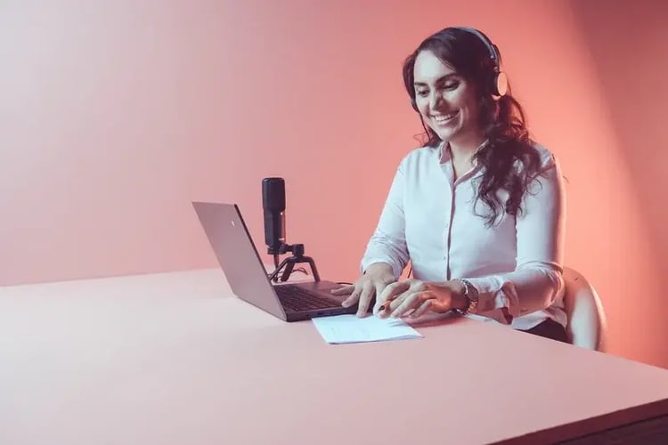 Scottish primary school student recording an audio story in Soundtrap